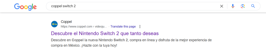 Coppel Nintendo Switch 2