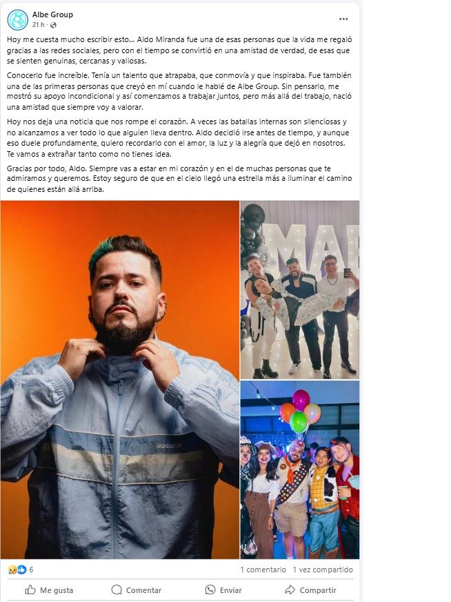 Los seguidores en las redes sociales de Aldo Miranda están de luto, pues el influencer que tanto había conseguido un éxito tan grande en TikTok ha fallecido. Sin embargo, lo que más ha dado de qué hablar ha sido un mensaje que dejó en las redes sociales, que apunta a que detrás de este triste fallecimiento hay una historia más oscura sobre la depresión.