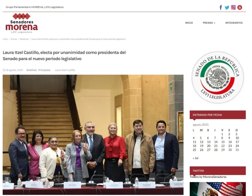 En el Senado de la República se toman algunas de las decisiones más importantes del país, con el mayor potencial de hacer el bien —o el mal— para sus ciudadanos. Y Laura Itzel Castillo se convertirá en la nueva presidenta del Senado, un puesto muy importante dentro de la institución. Esto sucede después de la pelea entre Gerardo Fernández Noroña y Alejandro Moreno -Alito- que terminó con un inocente en el suelo.