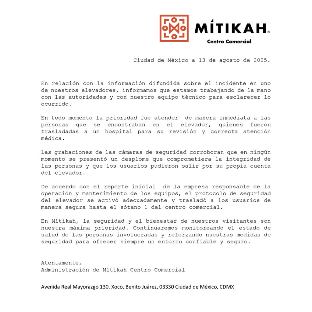 Muchas personas le tienen un gran miedo a las cosas más comunes. Quienes tienen temor a las alturas quizás no quieran viajar en avión; el miedo al mar podría hacer que no te quieras meter al océano, y el miedo a una avería mecánica podría causar que no quieras entrar a un elevador, por temor a que se desplome. Como te podrás dar cuenta, tenemos ejemplos de todo esto y, ayer, la Ciudad de México nos mostró un brutal accidente en la plaza Mitikah, que dejó a dos personas heridas. Esta es la perspectiva del hijo de uno de los afectados: