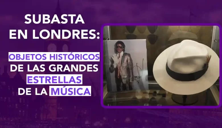 Subasta musical, Londres, Casa de Subastas Propstore, más de 550 artículos musicales especiales, John Lennon, gafas de John Lennon, guitarras de Noel Gallagher, Oasis, sombrero blanco de Michael Jackson, video de Smooth Criminal, coleccionistas, fanáticos, 150 artículos de Oasis, precios iniciales, 200 libras, Michael Jackson, The Beatles, guitarras, artículos especiales, Inglaterra, Reino Unido, cultura, expectación, autenticidad, música, coleccionables, piezas históricas, dos puntos punto media