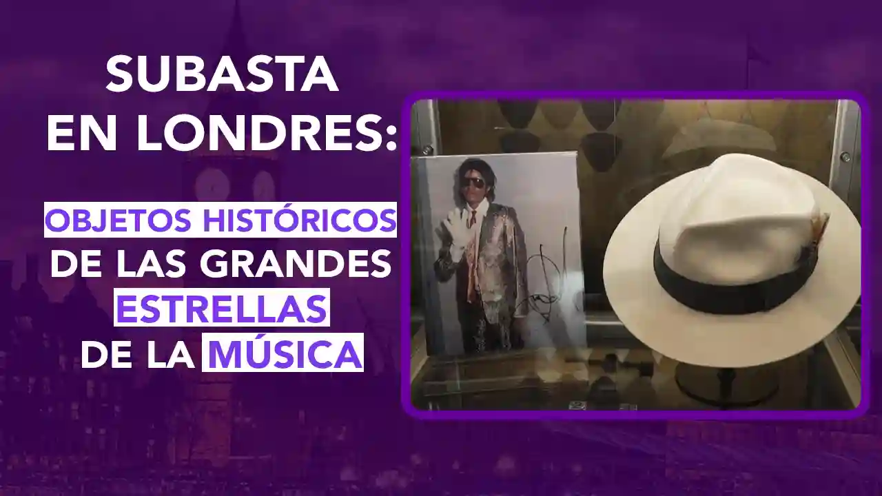 Subasta musical, Londres, Casa de Subastas Propstore, más de 550 artículos musicales especiales, John Lennon, gafas de John Lennon, guitarras de Noel Gallagher, Oasis, sombrero blanco de Michael Jackson, video de Smooth Criminal, coleccionistas, fanáticos, 150 artículos de Oasis, precios iniciales, 200 libras, Michael Jackson, The Beatles, guitarras, artículos especiales, Inglaterra, Reino Unido, cultura, expectación, autenticidad, música, coleccionables, piezas históricas, dos puntos punto media