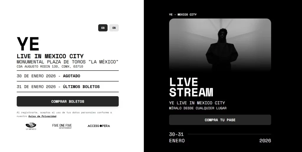 En nuestro país no siempre existe la oportunidad de ir a un evento masivo de rap, al menos no de uno de los grandes maestros del género proveniente de los Estados Unidos. Por eso nos sorprendió a todos el anuncio de un concierto de Kanye West en la CDMX, y más cuando lo podremos ver en vivo por medio de un aliado inesperado: ViX, que ofrece un trato irrepetible para sus consumidores. En dos puntos te explicamos todo lo que tienes que saber para ver este suceso histórico desde tu hogar: