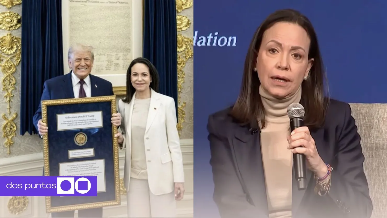 María Corina, María Corina Machado, Trump premio Nobel, Premio Nobel, Premio Nobel de la paz, dos puntos, dospuntos
