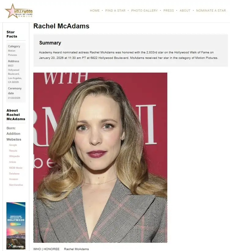 En el mundo del entretenimiento, en lo particular en lo que compete a las estrellas de cine y la industria de Hollywood, hay una variedad de honores y estatuillas que todos buscan y que darían todo por conseguir. Y ahora la carrera de la talentosa Rachel McAdams llegó a uno de estos niveles, ya que alcanzó su propia estrella en el Paseo de la Fama de Hollywood, un honor que la marca como una de las personas más influyentes en esta línea de trabajo. En dos puntos te contamos todo lo que tienes que saber sobre la actriz y sus roles: