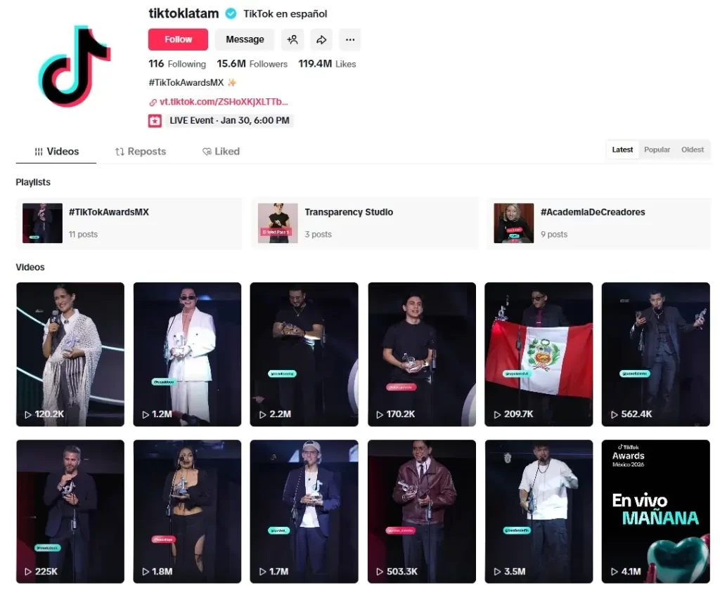 Cada año, las redes sociales marcan tendencia y dictan el ritmo de la conversación en internet, pero ahora comienzan una nueva etapa en la que deciden otorgar premios a sus miembros más importantes y a los creadores de contenido más exitosos. Se trata de los TikTok Awards 2026 y aquí, en dos puntos, te vamos a contar todo sobre quiénes son los ganadores, dónde puedes ver una repetición de la gala, sus mejores momentos y los artistas invitados que se volvieron virales por su presencia.