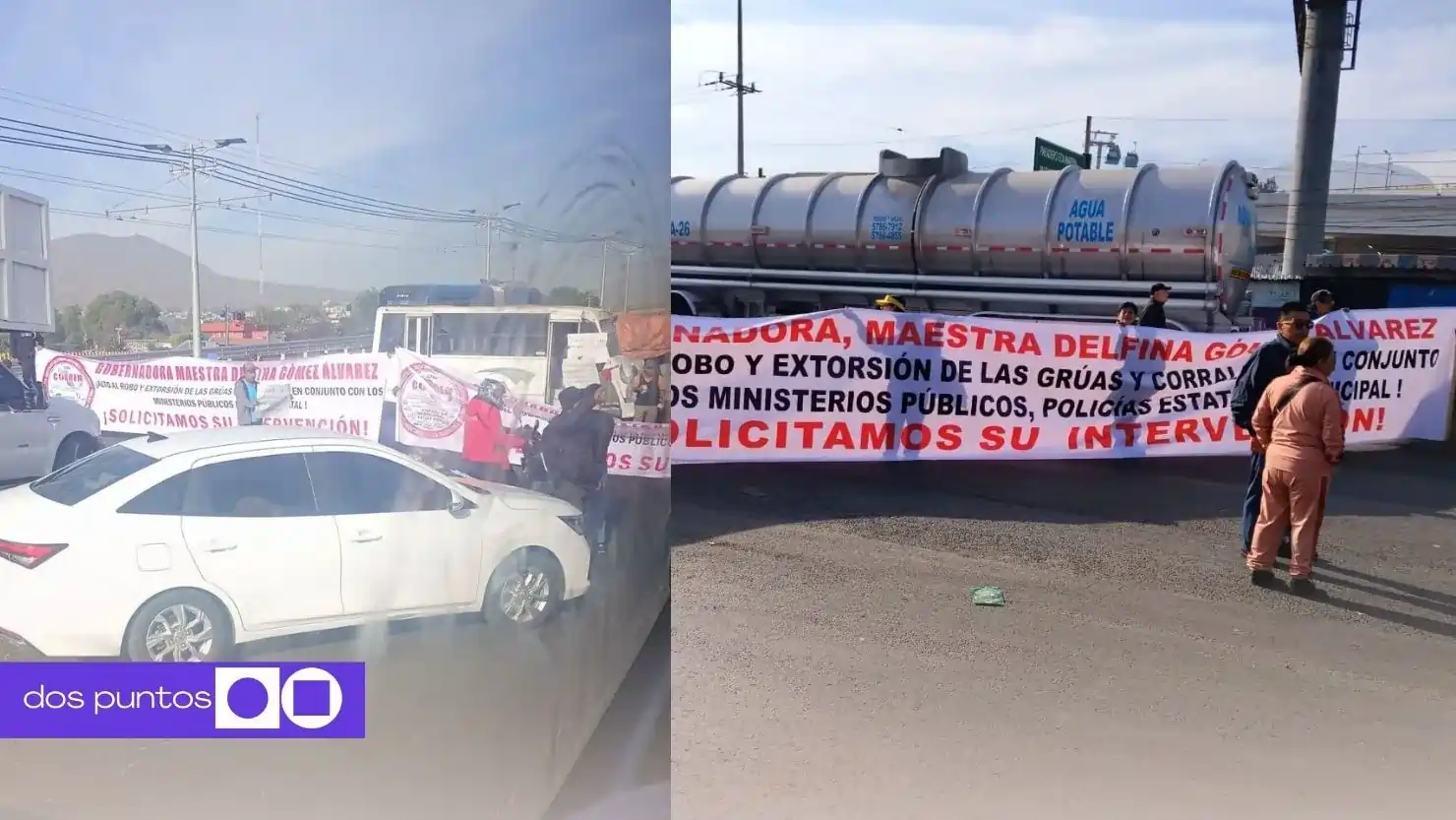 bloqueo transportistas, bloqueo transportistas edomex, autopista méxico - puebla, México - Puebla, dos puntos, dos puntos media