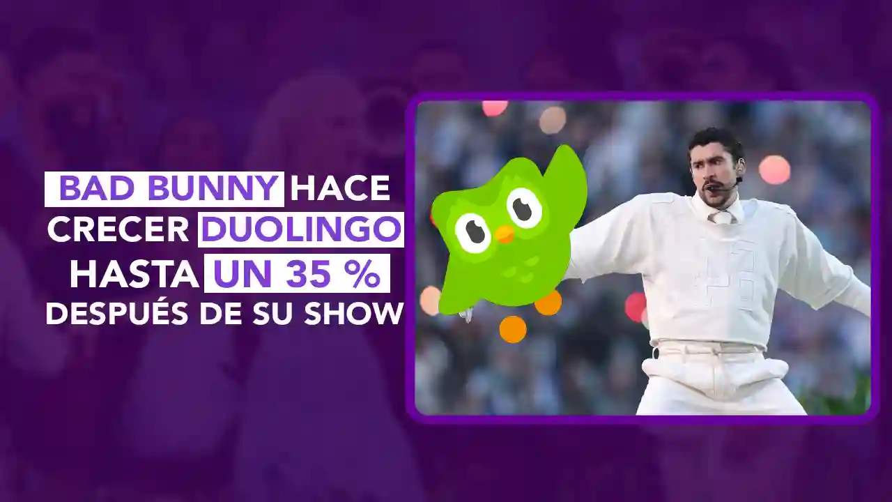 Bad Bunny Super Bowl, show medio tiempo Bad Bunny, Duolingo español, aprender español Super Bowl, impacto cultural Bad Bunny, dos puntos punto media, audiencia Super Bowl 135 millones, español idioma global, música latina aprendizaje idiomas, interés por aprender español, cultura latina global, entretenimiento y educación, Bad Bunny idioma español, Duolingo aumento usuarios español, dos puntos punto media