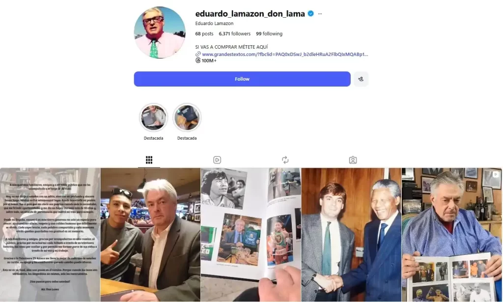 Cuando vemos un programa en la televisión, en especial de deportes, los protagonistas son los atletas que se encuentran en el campo, pero tampoco nos podemos olvidar de los paneles de expertos que comentan los eventos mientras suceden. Algunos de ellos se vuelven tan icónicos que obtienen un estatus similar a las figuras de las que hablan, un gran ejemplo es Eduardo Lamazón, Don Lama, analista del box mexicano, que hoy nos deja un mensaje de despedida desgarrador. En dos puntos te contamos todo lo que sabemos de la vida de esta persona, el último adiós que le dejó a sus seguidores y la respuesta que se vivió en redes sociales.