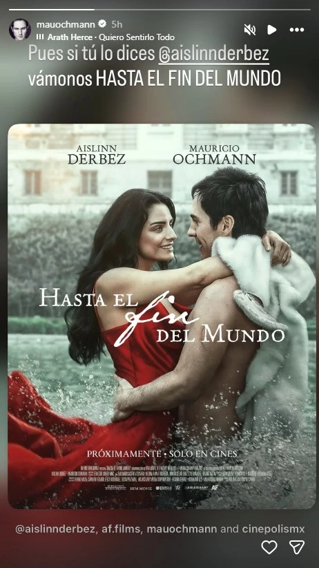 El drama que envuelve a las estrellas, en la mayoría de las ocasiones, está separado de sus vidas profesionales, pero en algunos casos especiales las cosas que vemos en pantalla reflejan de alguna manera la realidad de las relaciones. El mejor ejemplo de todos es la nueva película "Hasta el fin del mundo" que reúne a Aislinn Derbez y Mauricio Ochmann, años después del divorcio. En dos puntos te contamos todo lo que sabemos de este nuevo proyecto, las imágenes impactantes que aparecieron en redes sociales de los dos juntos y la posibilidad de que uno de los amores más espectaculares esté de regreso.