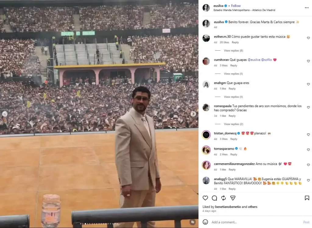 Una de las partes más importantes de una celebridad es que se siente inalcanzable, gracias a su fama y talento, la persona promedio no tiene muchas oportunidades para aparecer junto a una y por eso llama la atención cuando sucede. Un caso actual de esto lo podemos ver con Eugenia Silva, la modelo que le sacó una sonrisa a Bad Bunny durante su concierto reciente en España. En dos puntos te contamos todo sobre lo que hizo para llamar la atención del hombre más famoso en la música, las razones por las que ella es popular y si todo lo anterior se trata de una conspiración para vender artículos de ropa.