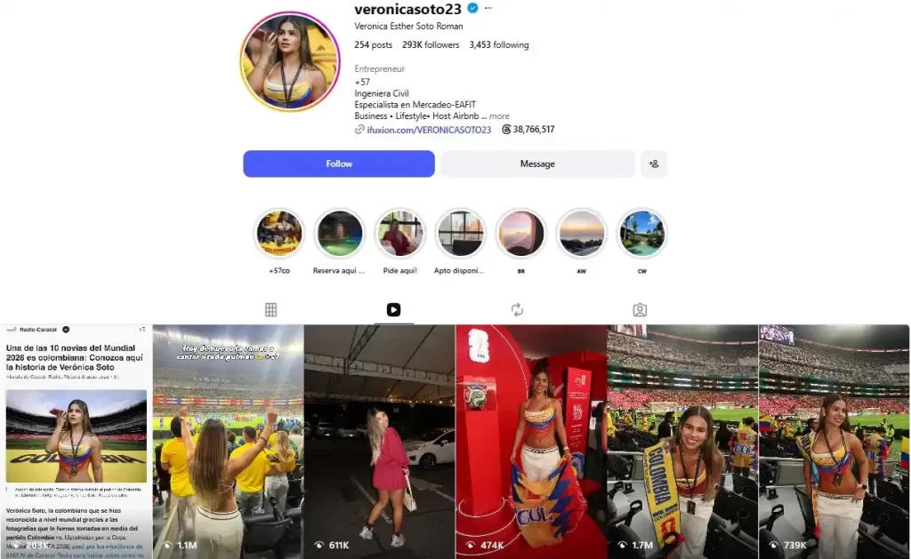 El máximo evento deportivo atrae a millones de personas de todo el mundo, no solo a ver las transmisiones desde el televisor, sino también a los estadios donde sucede la magia. Esto invitó a un fenómeno muy interesante, donde una gran variedad de personas e incluso animales se volvieron virales por su cercanía con el fútbol. En esta ocasión una mujer de Colombia recibió el nombre de la “Novia del mundial”, se llama Verónica Soto y sus fotos en Instagram la convirtieron en una estrella. En dos puntos te contamos todo lo que sabemos de este fenómeno, quiénes más reciben este nombre y los datos personales e historia de ella.