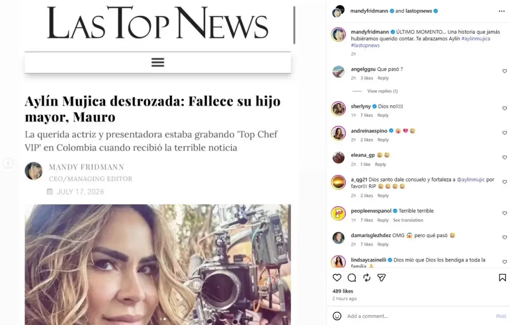 El rol de las estrellas del mundo del espectáculo es presentarnos con historias maravillosas, en donde podemos perdernos tan solo un momento, aunque en ocasiones nos trae un dolor bastante real que nos llama a mostrar empatía. En este caso se trata de la conductora y actriz Aylín Mujica, de la que salieron reportes de que su hijo Mauro Menéndez “Maahez” falleció en un viaje por las islas caribeñas. En dos puntos te contamos todo lo que sabemos de esta figura, las razones por las que se volvió popular en los últimos años, sus obras mejor conocidas y lo que estaba sucediendo cuando recibió la noticia el día de ayer.