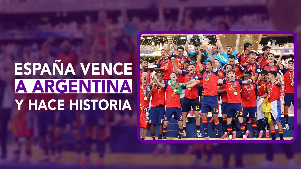 Dos Puntos; Dos News; dospuntos.media; dos puntos punto media; Juan Carlos Valerio; Leidy Salazar; España vs Argentina final mundial 2026; España campeon del mundo futbol; Gol de Ferran Torres minuto 106; Tarjeta roja Enzo Fernandez final; Goles anulados España vs Argentina; Resumen final mundial Nueva York Nueva Jersey; La Roja segundo titulo mundial; Donde Todo Se Habla deportes hoy; Resultados final de futbol internacional; Show de medio tiempo estrellas mundial; Partido de tiempo extra España Argentina.