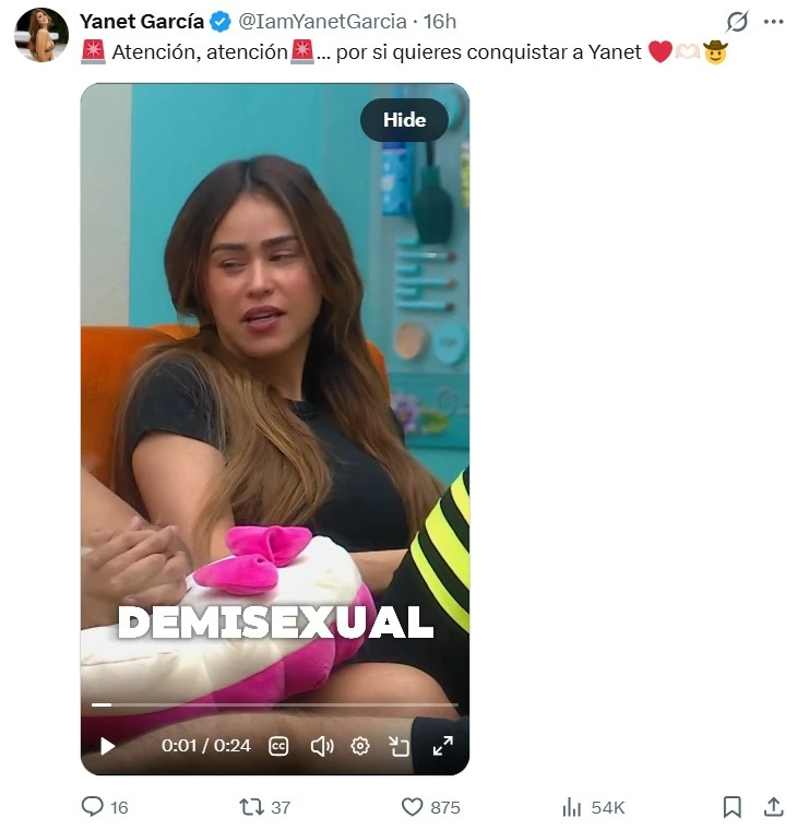 Las relaciones humanas son un tema complejo, en el que la comunicación desempeña un papel muy importante para entender a los demás. Cuando añadimos el romance, la situación empeora. En la actualidad, la juventud está creando muchas palabras nuevas para describir su orientación que en ocasiones confunden a los demás. Un ejemplo muy actual es Yanet García, la actual habitante de La Casa de los Famosos, quien reveló que es “demisexual” y dejó a la audiencia con muchas preguntas. En dos puntos te contamos qué significa esta palabra, sus confesiones, explicamos a fondo lo que involucra esta preferencia y cómo explica los amores que tuvo en el pasado.